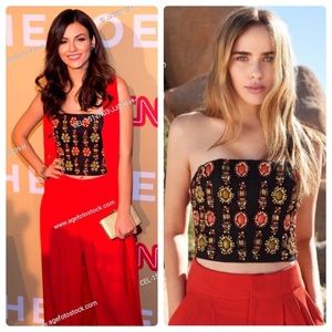 ALICE + OLIVIA Saraphina Beaded Cropped Top